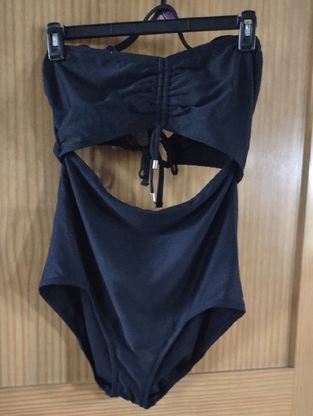 1X Time and Tru Black Cutout One-Piece Swimsuit